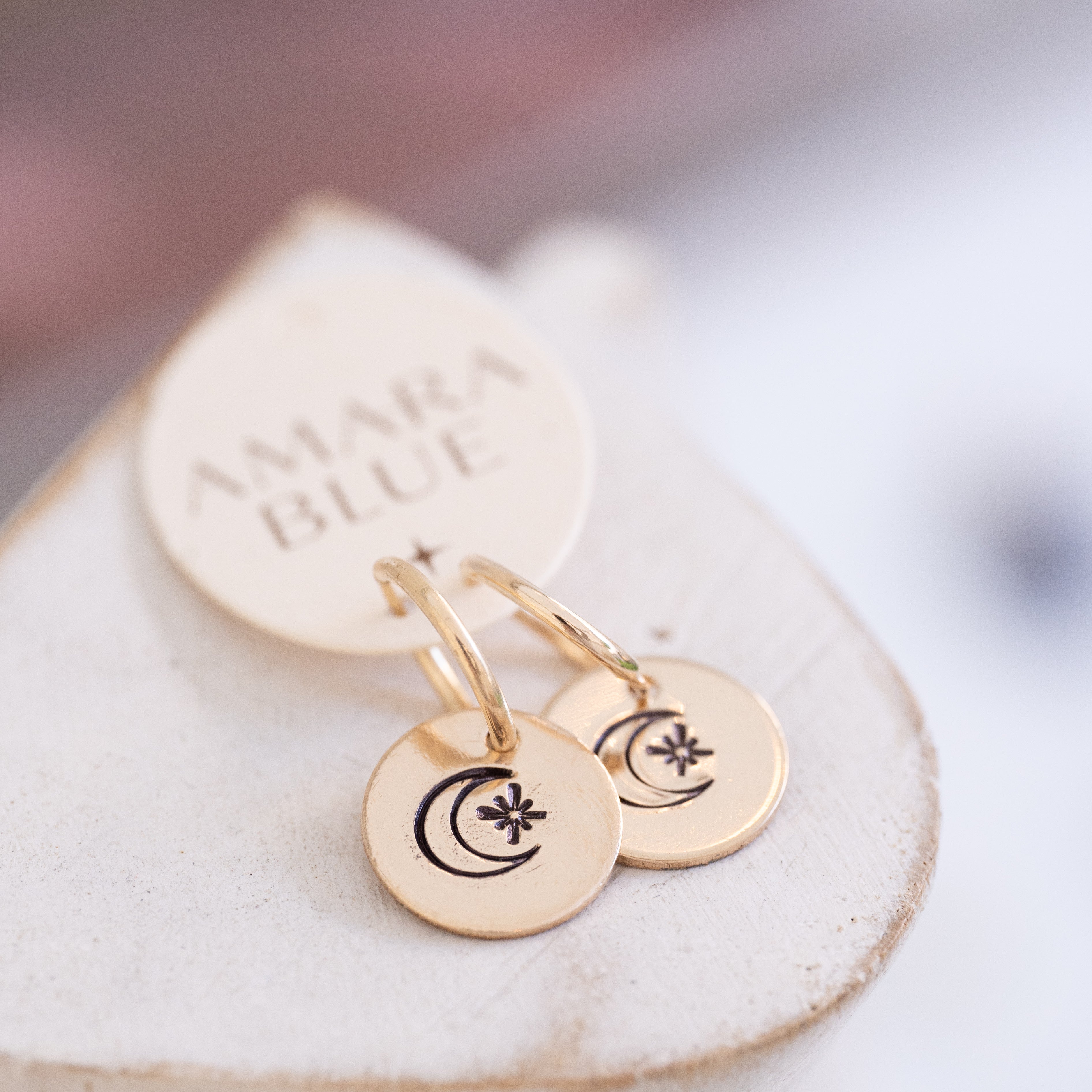 Celestial Moon Medium Hoop Earrings